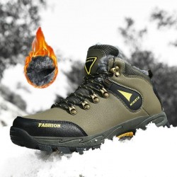 High Quality Men Hiking Shoes Winter Plush Snow Boots