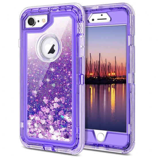 Phone Case - 3 Layers Shockproof Glitter Sparkling Dynamic Sands Full Protection Case For iPhone XR XS(Max) X 8 7 6S 6/Plus