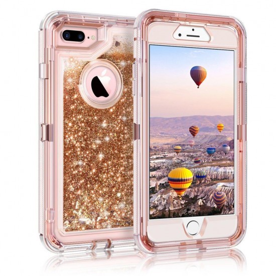 Phone Case - 3 Layers Shockproof Glitter Sparkling Dynamic Sands Full Protection Case For iPhone XR XS(Max) X 8 7 6S 6/Plus