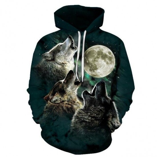 3d Hoodies Men Animal Pattern Printed Wolf Sweatshirt