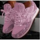 Women's Mesh Pink Lace Up Light Women's Casual Shoes