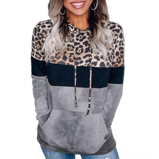 New Women Autumn Winter Streewear Leopard Print Ladies Clothes Casual Loose Hoodies Sweatshirts