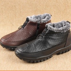 Men Waterproof Plush Warm Lining Comfy Casual Ankle Boots
