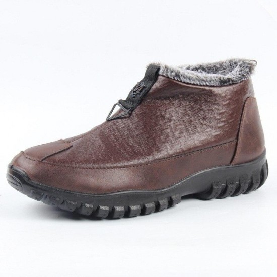 Men Waterproof Plush Warm Lining Comfy Casual Ankle Boots