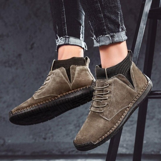 Shoes -New Lace-UP Non-slip Cow Suede Ankle Men Boots