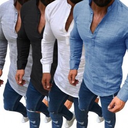 Men's Solid Color Shirt Long Sleeve
