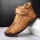 New Men Hand Stitching Microfiber Leather Soft Ankle Boots