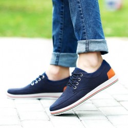 Men Handmade Lace-up Canvas Shoes